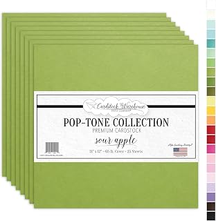 Cardstock Warehouse Pop-Tone Sour Apple Green Cardstock Paper – 25 Sheets, 12 x 12" - 65 lb / 175 GSM Premium Green Card Stock for Die-cutting, Crafts, Scrapbooking, Card Making and DIY Projects