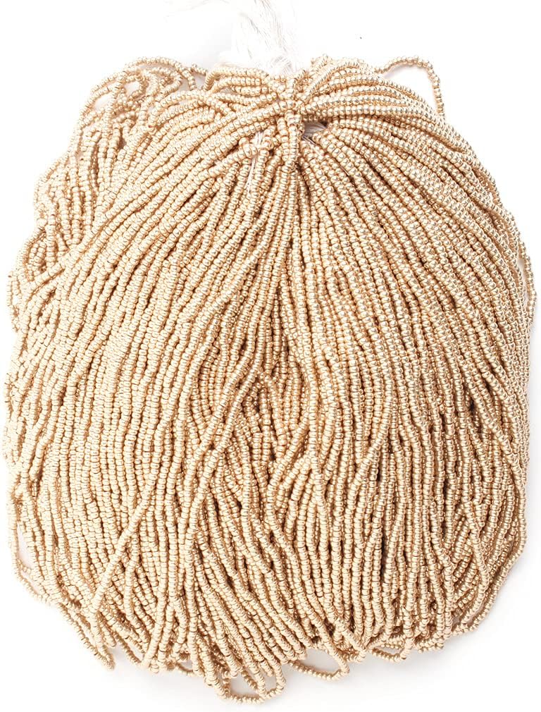 Czech Glass Seed Beads 11/0 (2.1mm Diameter) Metallic Dark Gold SOLGEL Strung DIY Jewelry Making Beadss - 500g Bulk Bag by Preciosa (Jablonex)