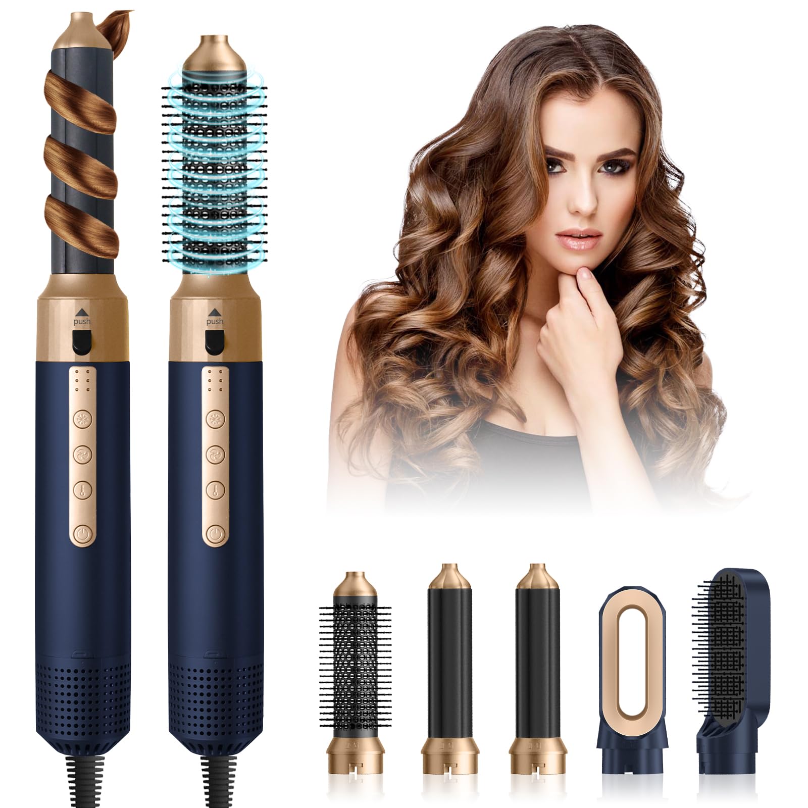 Cepillo Secador De Pelo, Air Styler 5 en 1, Cepillo de Aire 1350W | Cepillo de Aire Caliente 110000 RPM, Multifuncional Modelador, Cepillo alisador pelo para Volumen/Doblar/Suavizar/Secar