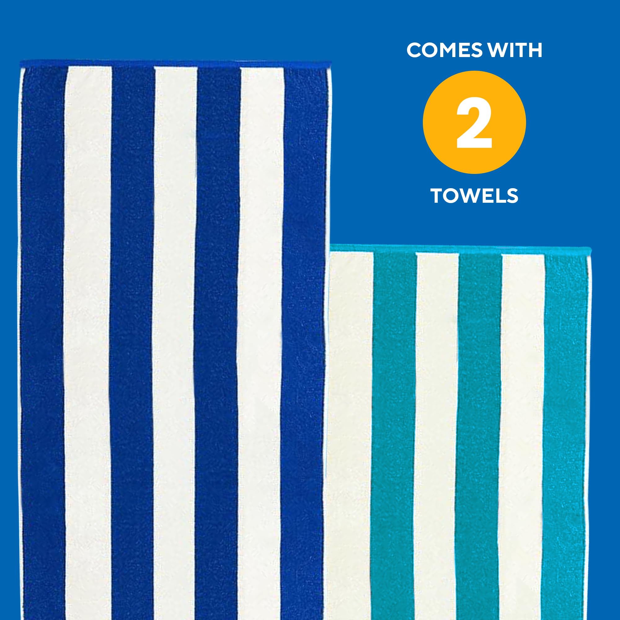 Kaufman – Lot de 4 serviettes de plage et de piscine à rayures multicolores Joey Cabana 100 % coton, 76,2 x 152,4 cm