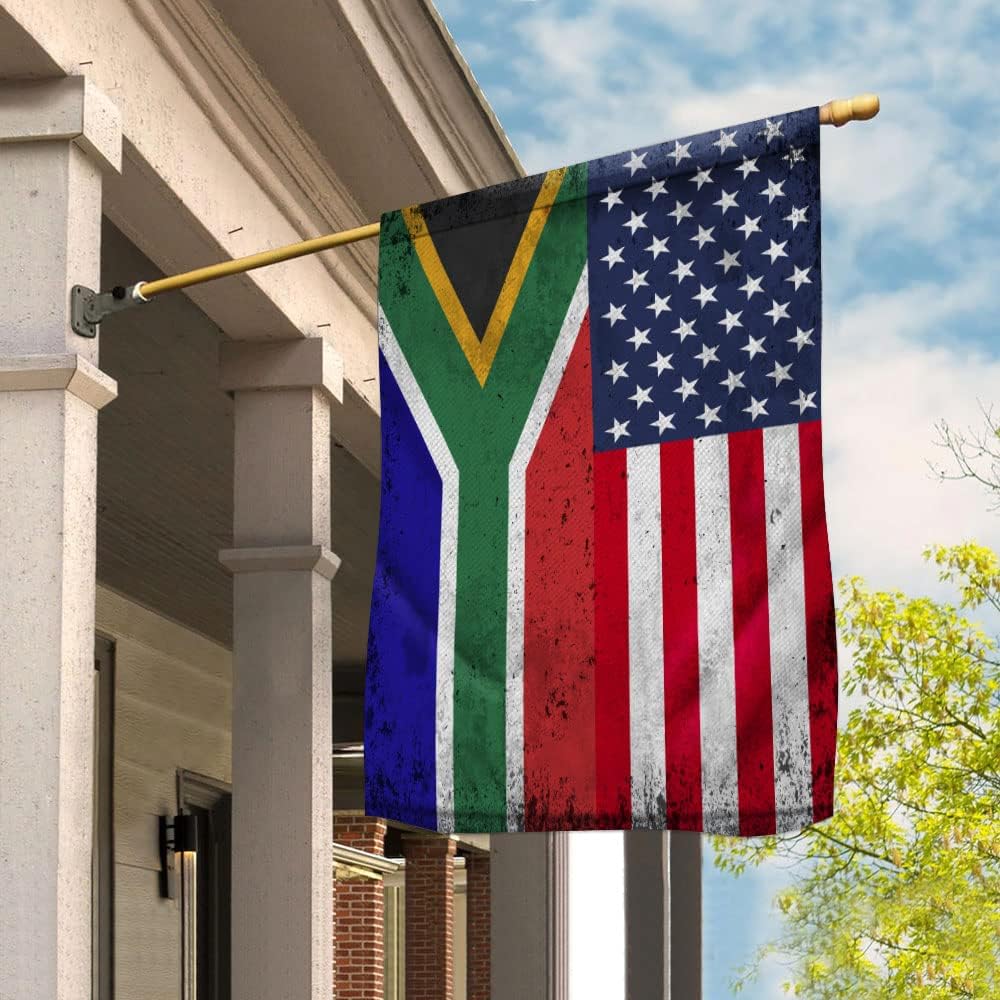 Flag-South Africa Friendship American South African Root House Flag -USA Flags Premium Polyester-Decorative Indoor Outdoor Flag