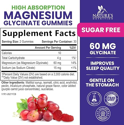 Miniatura 2 de Gomitas de suplemento de glicinato de magnesio  Suplemento de magnesio con músculo óseo corazón salud y apoyo para dormir  Suave con el estómago y