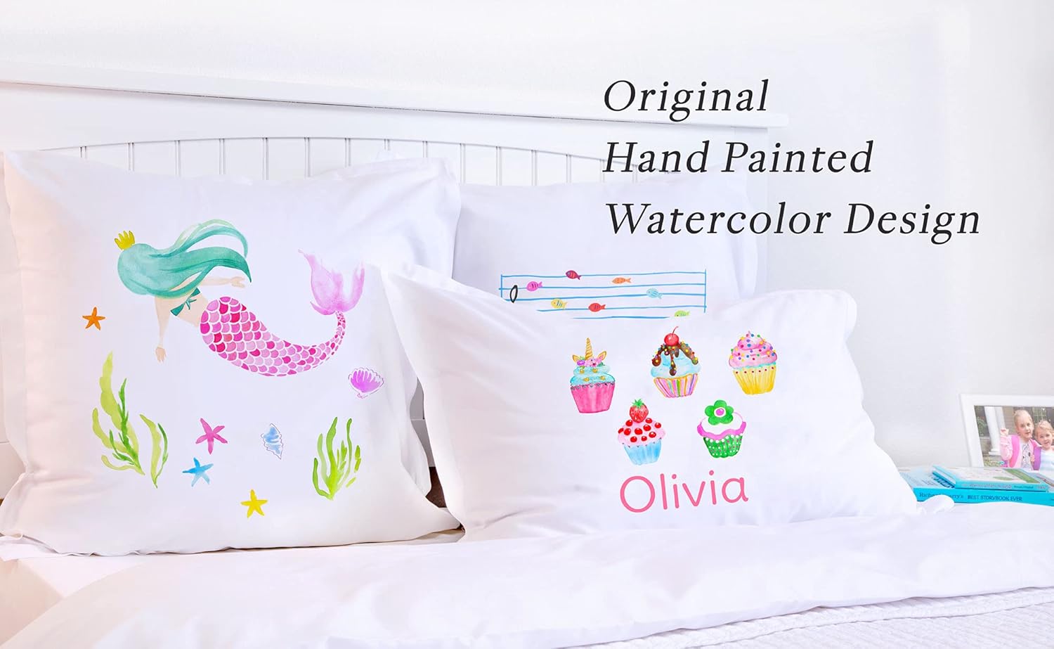 Di Lewis Kid's Personalized Pillowcase – Cupcake Pillow Case for Girls - Customize with Name - Hypoallergenic, Breathable, Anti Wrinkle, White - 20x30 Standard Queen…