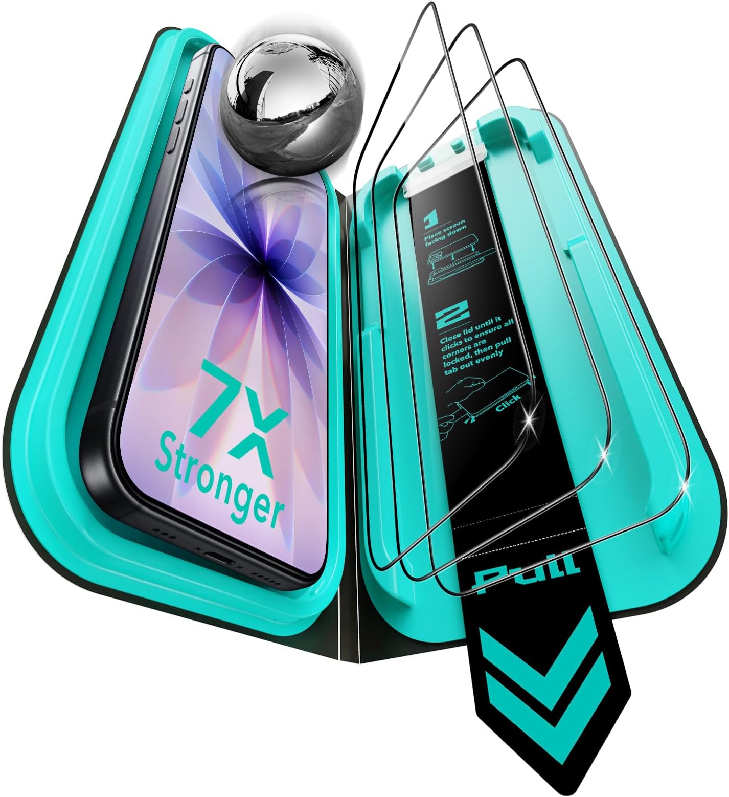 3 Pack for iPhone 17/iPhone 16 Pro Screen Protector, Armorite | 7X Impact Absorption, 9H+ Tempered Glass, Easy One-Pull Installation, Full-Coverage Protection, UltraFit Tray, Bubble-Free