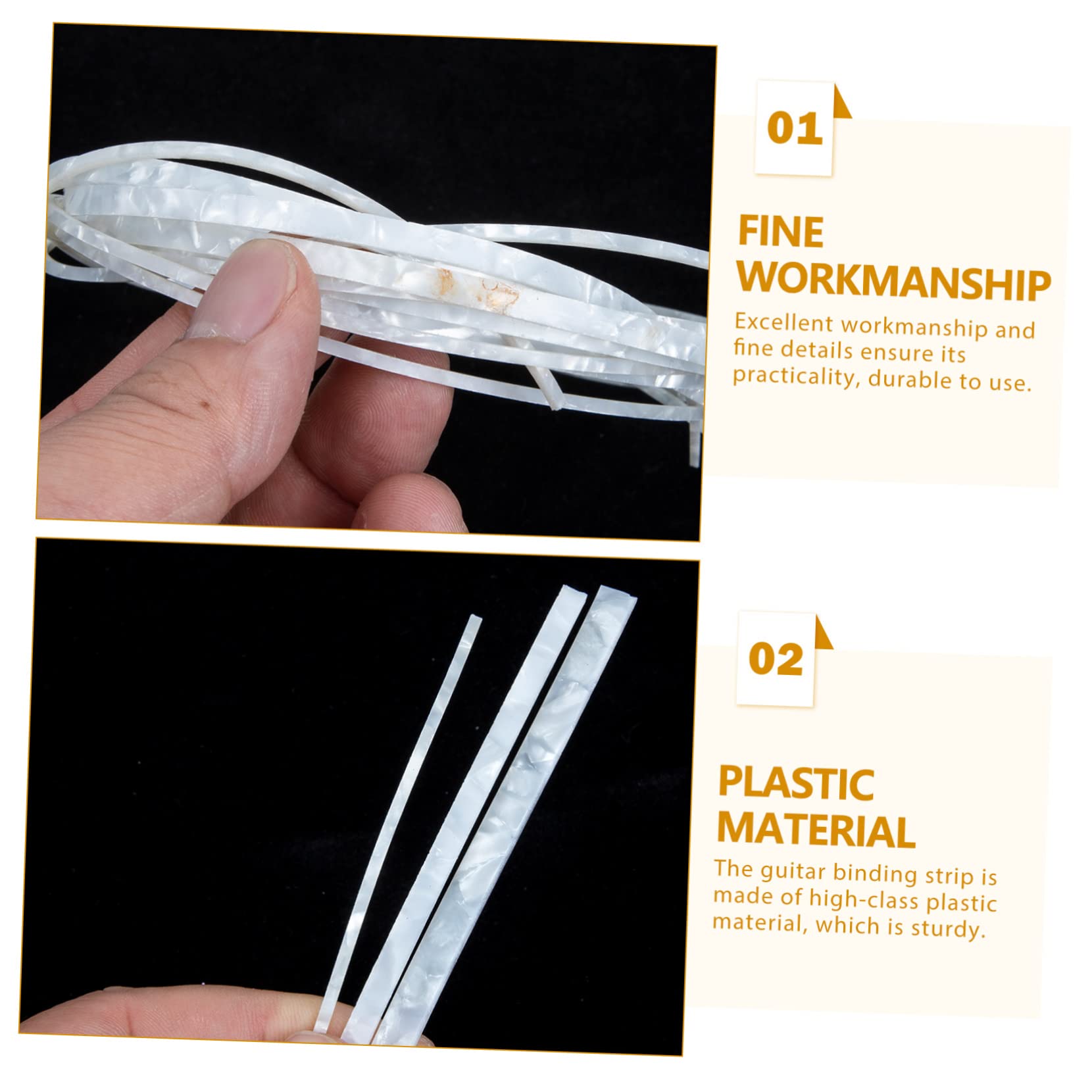 BESTonZON Guitar Binding Purfling Strips Diy Kit 3 Pack White Design for Acoustic Classical Guitars