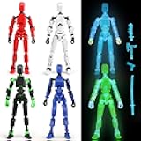 Luminous T13 Action Figure Set, 6PCS Robot Action Figure Titan 13 3D Printed Toys Articulated, for Modeling Enthusiasts Etc Birthday Gifts for Kids 3-8 Years Old, Grow in Dark （Assembly Required）