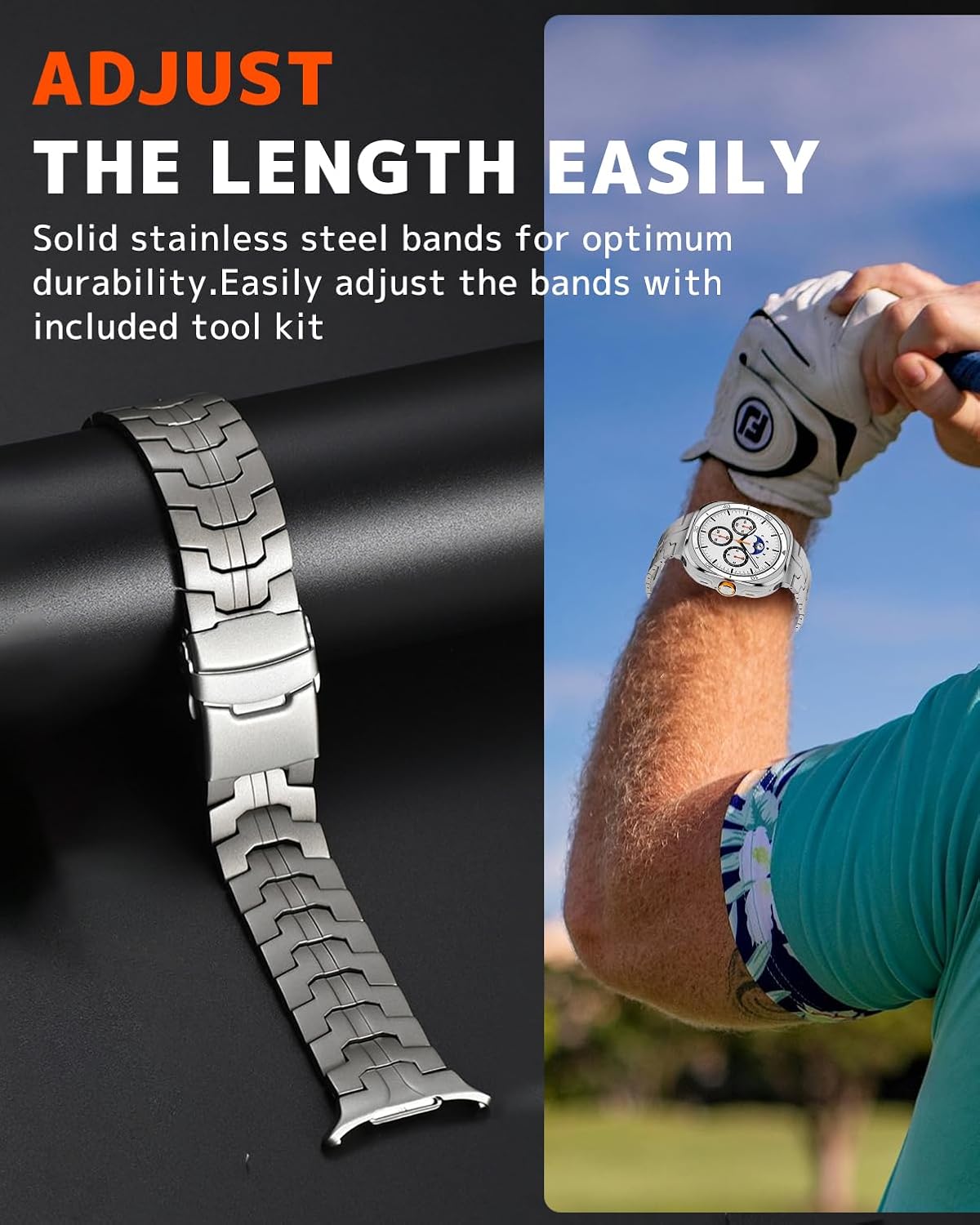 NINKI Metal Bands for Samsung Galaxy Watch 9 8 40mm 44mm Classic 46mm, No Gap Business Large Adjustable Stainless Steel Rugged Strap for Galaxy 9 Watch Wristbands for Samsung Watch 8 9 44mm 40mm Mens image 5