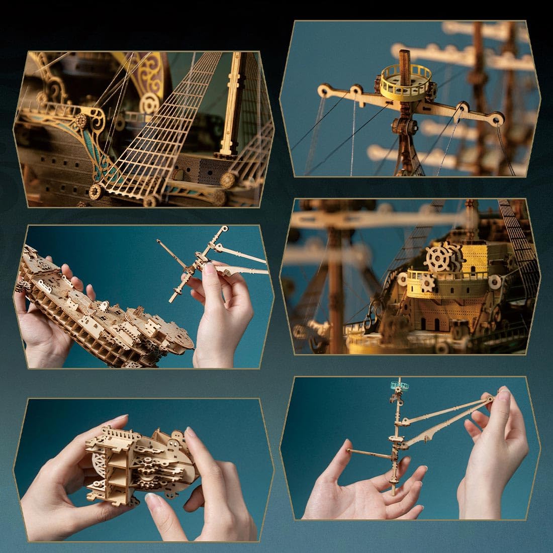 Keetopteep 3D Wooden Puzzles For Adults, DIY Fantasy Spaceship Wooden Puzzle Model Building Kits, 420pcs 3D Puzzles Model Educational