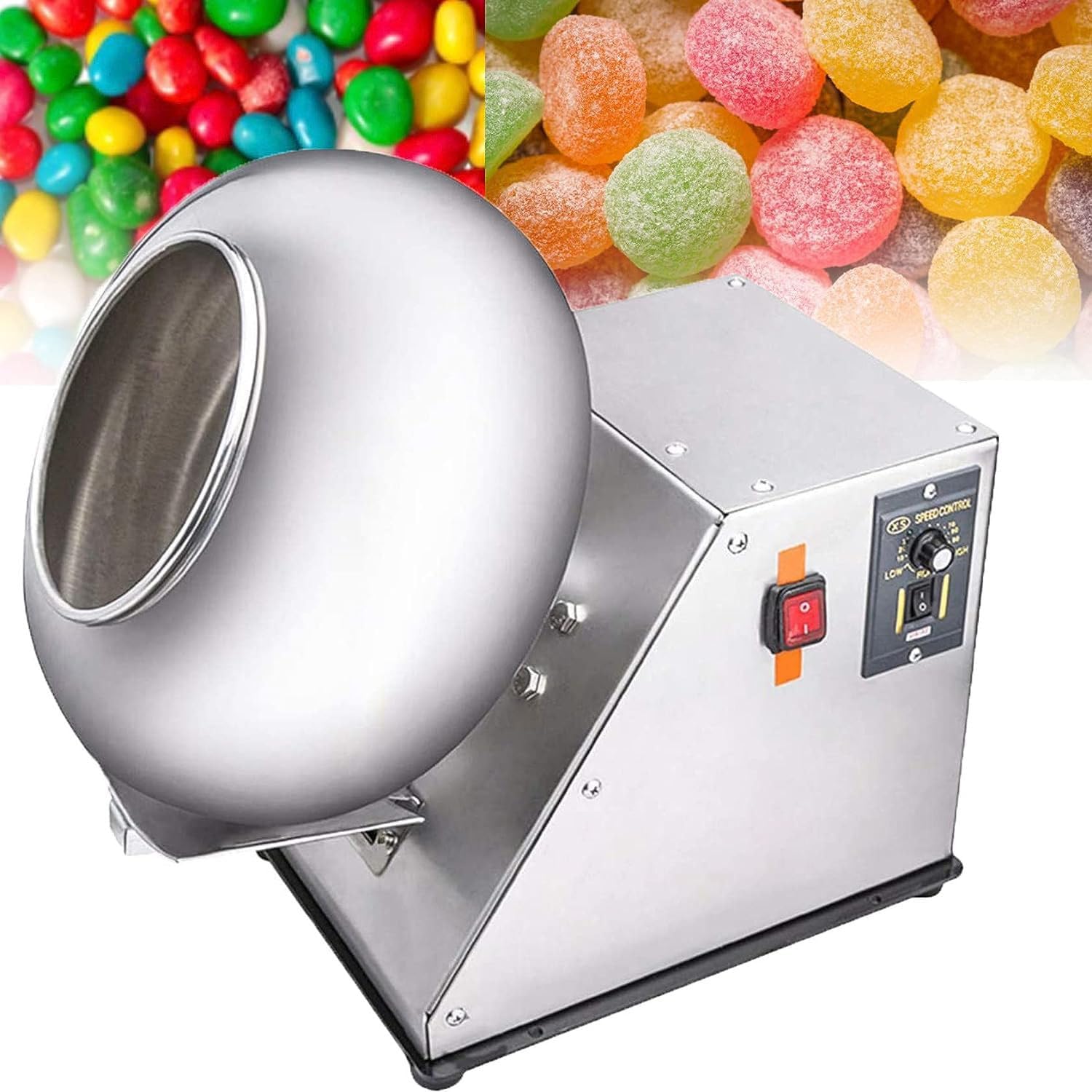 Automatic Tablet Coating Machine Chocolate Panning Machine Automatic Coater 2-5kg/H Chocolate Coating Polishing Machine Coater Sugar Ball Coating Drying Machine, 10kg Capacity