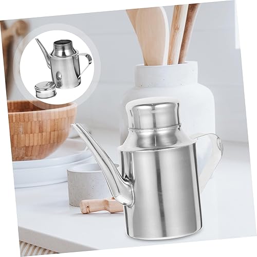 Miniatura 9 de Lata de aceite Contenedor de metal Dispensador de aceite de acero inoxidable Contenedor de grasa Dispensador de salsa de soja de acero inoxidable