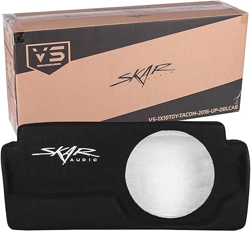 Skar Audio Caja de subwoofer sellada de 10 pulgadas compatible con camiones de cabina doble Toyota Tacoma 2016-2023