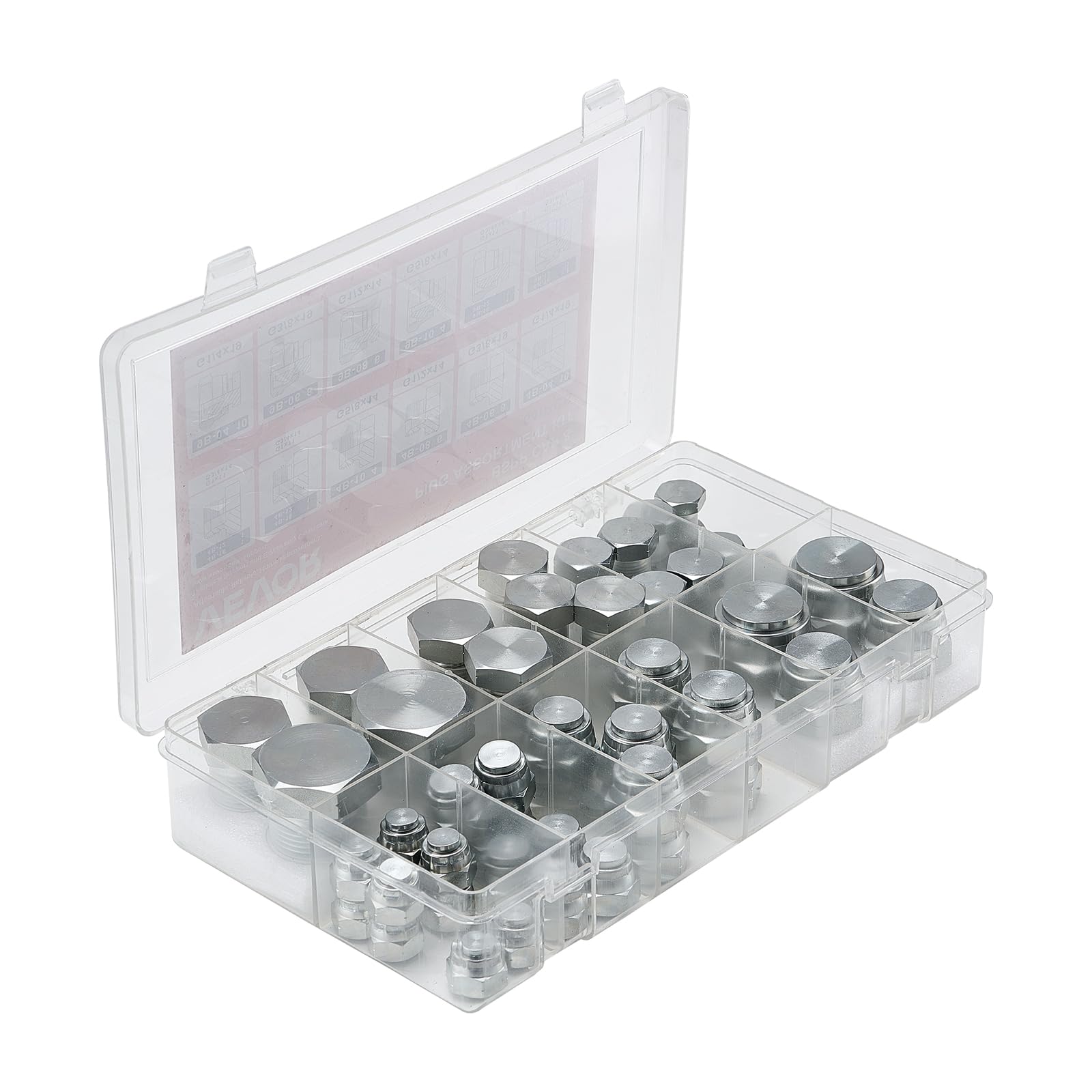 VEVOR 64-teiliges BSPP-Hydraulikfitting-Set, Hydraulikkappen- und Stopfen-Set mit Präzisionsgewinde, verzinkter Stahl, Hochleistungs-Adapter-Set, Armaturenbrettgrößen 04/06/08/10/12/16