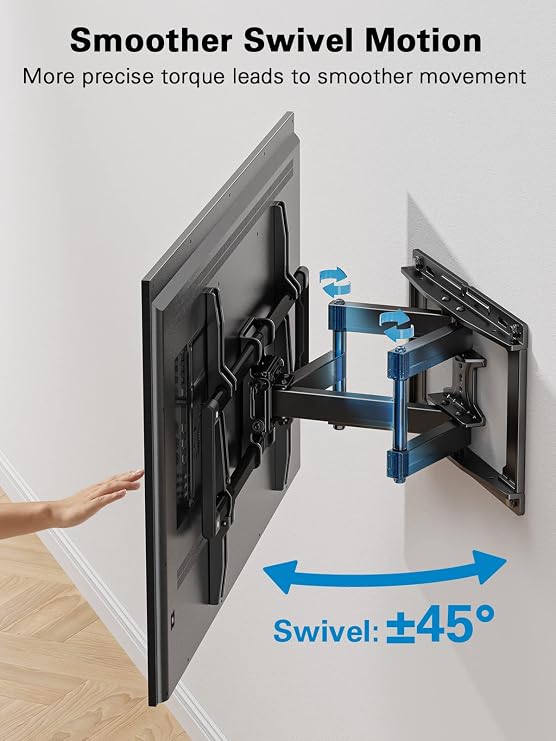 Pipishell Full Motion TV Wall Mount for 4082 inch TVs, Swivel TV Wall Mount with Smooth Dual Arms, Wall Bracket Fits Most 55+ 65+ 75+ TVs, Max VESA 600x400mm, Fits 12/16 Wood Studs, up to 110 lbs