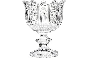Godinger Pinwheel Footed Candy Dish, Gleaming, Crystal Clear Glass, Dimensions: 4.50Lx4.50Wx5.75H