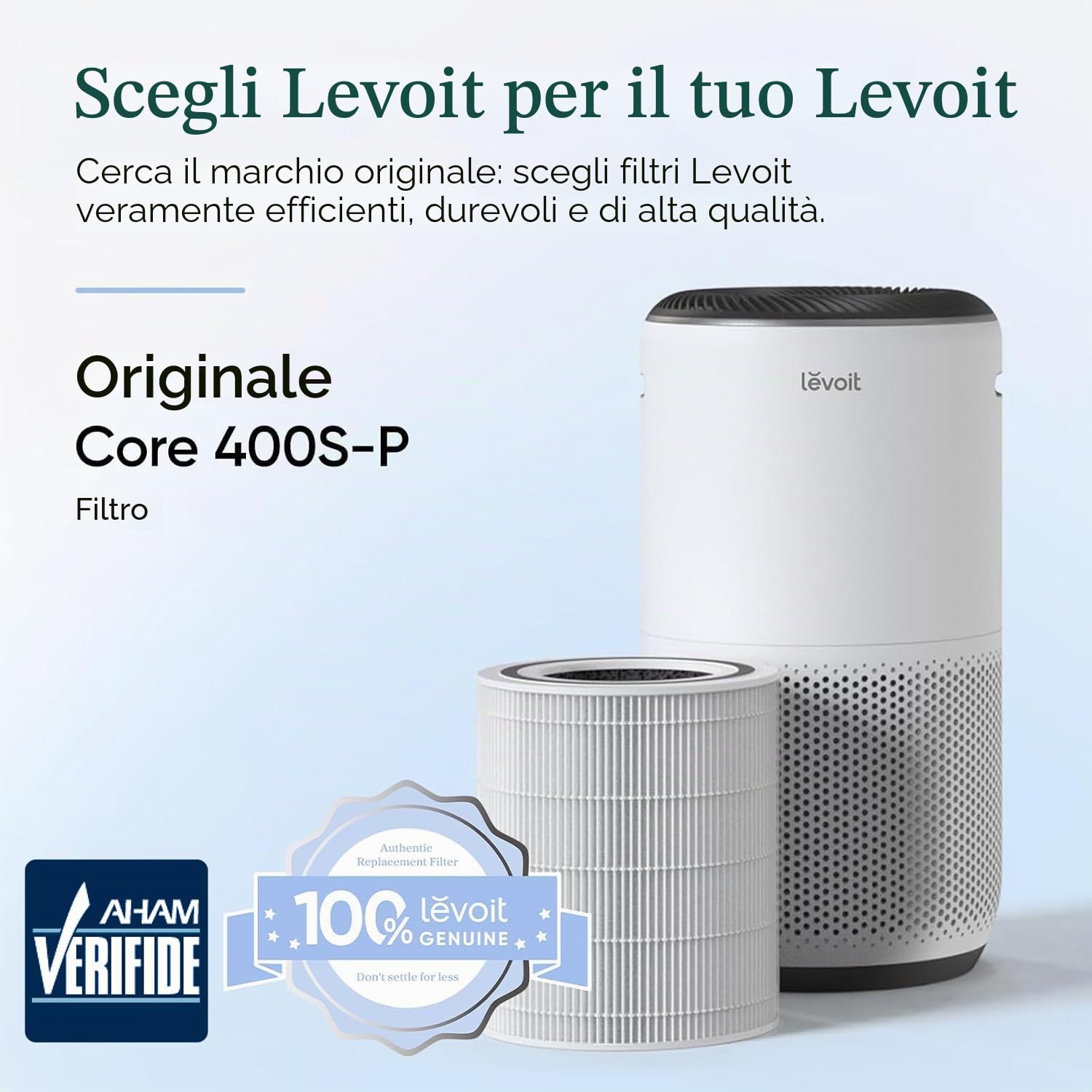 LEVOIT Core 400S-RF Filtro di Ricambio per Purificatore d'Aria, Bianco