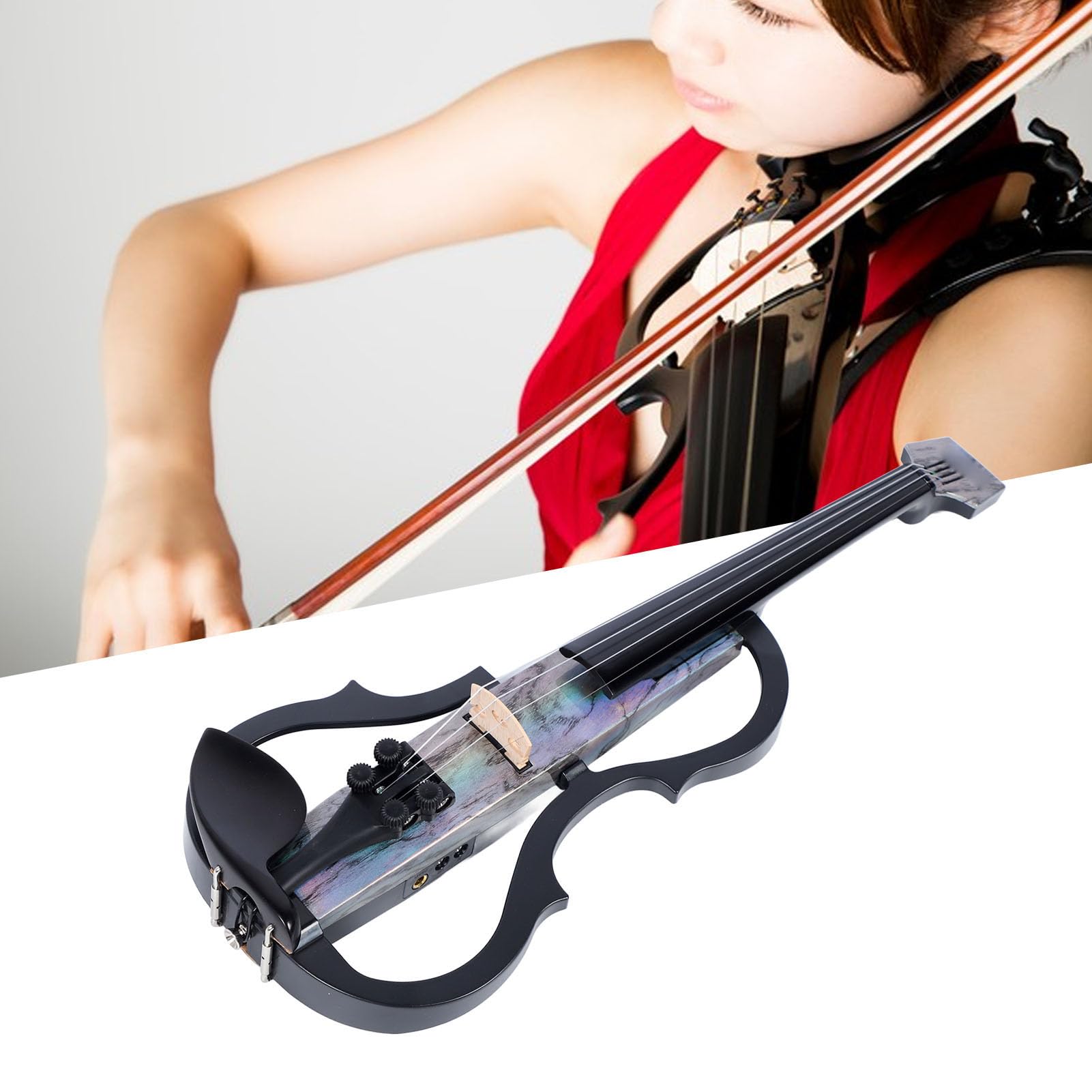 SEAFRONT Fibra di Carbonio Silenzioso 4/4 Violino Elettrico Smart Tail Intelligenza Artificiale Facile da Trasportare con ABS Body Ebony Adays per Principianti e Adolescenti (Tipo 1)
