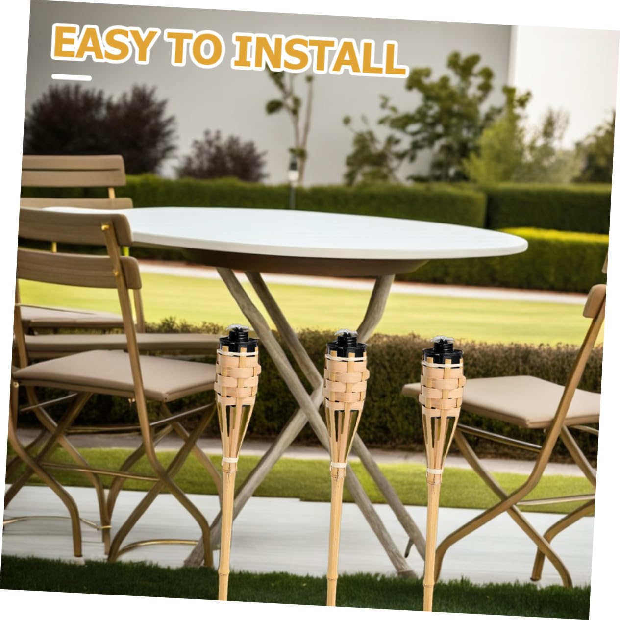 DOITOOL 4 Piezas Antorchas De Jardín Antorcha De Bambú Hecha Mano Resistentes Al Viento Estaca Para Bodas Decoración De Fiestas y Eventos Al Aire Lámpara De Aceite Para Exteriores