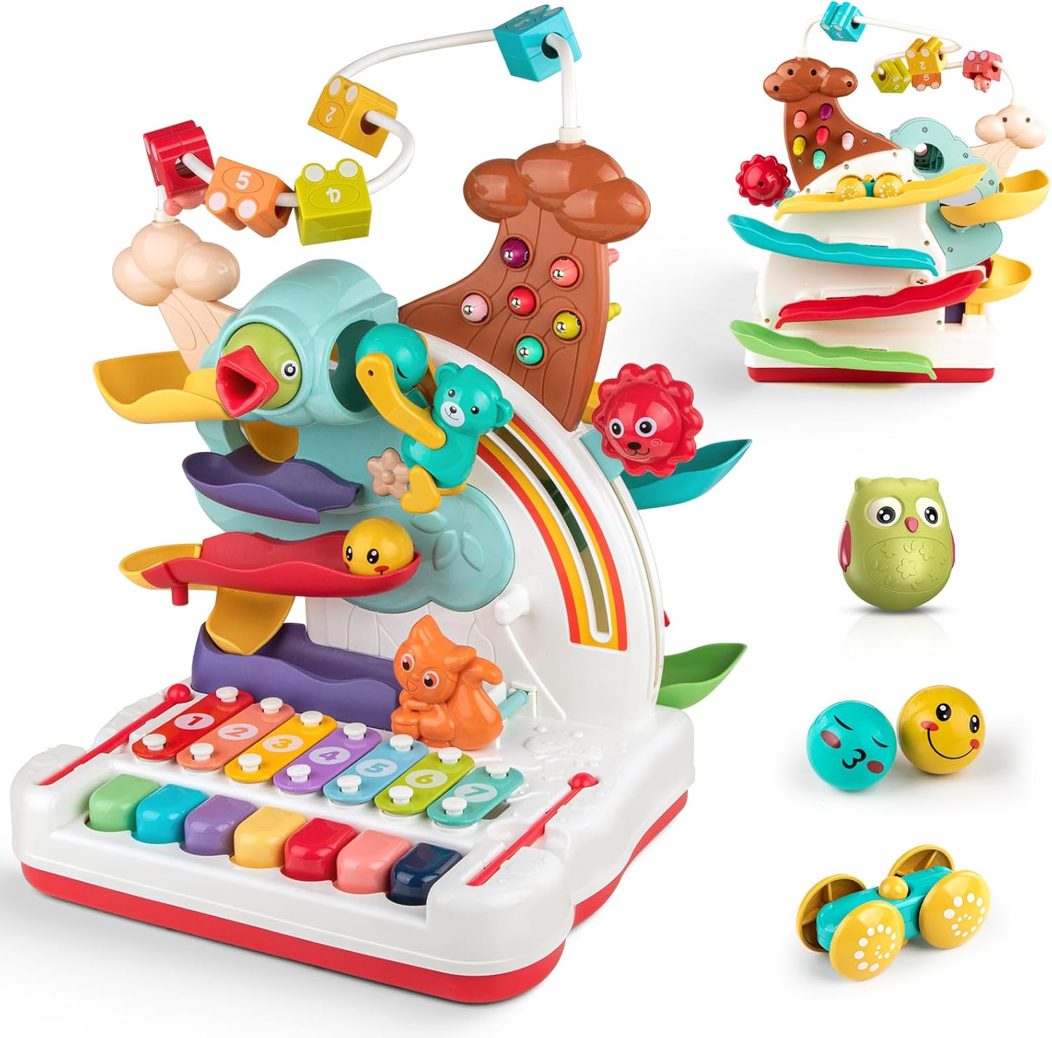 Montessori Toys for 1+ Old Girl & Boy, 7-in-1 Early Educational Sensory Toys for Toddlers with Piano, Xylophone and More, Baby Musical Toys for Kids – First Birthday Gift for 1 Year Old Girl