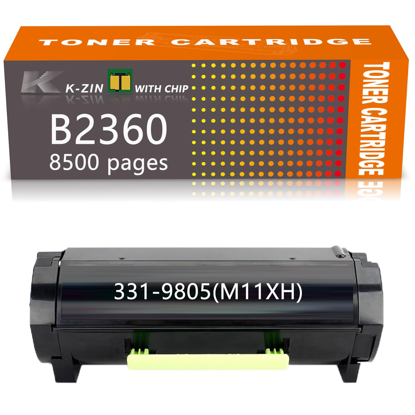 K-ZIN B2360(8500 Pages) Toner Cartridge with Chip Compatible with Dell B2360d B2360dn B3460dn B3465dn B3465dnf Printer for 331-9805 M11XH(Black,1 Pack