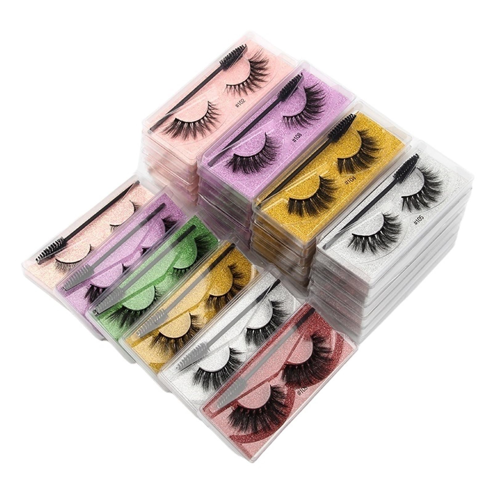 3D Lashes Naturalne rzęsy Dramatyczne sztuczne rzęsy Pędzel Faux Cils Makijaż Sztuczne przedłużanie rzęs maquiagem (Kolor: Mix 20 par, Rozmiar: Rzęsy 11-15 mm)