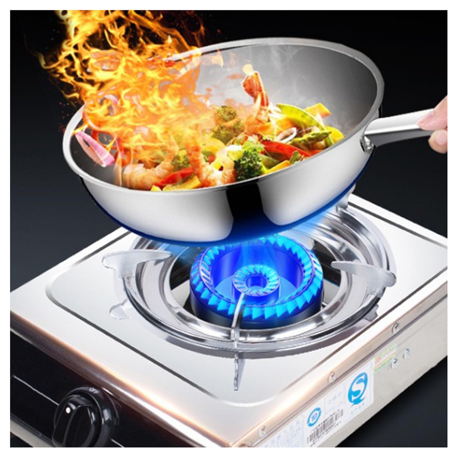 Cocina de gas, 143304 BTU estufa de gas de mesa de acero inoxidable, protección contra llamas, fácil de limpiar, adecuada para uso doméstico (LPG) 7