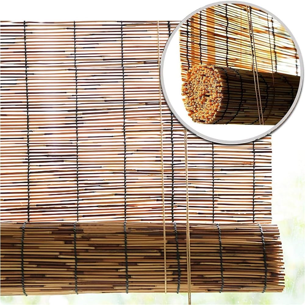Tende romane in bambù naturale intrecciato a mano, per interni ed esterni, per balcone, giardino, camera da letto, soggiorno, tenda in legno (120 x 300 cm)