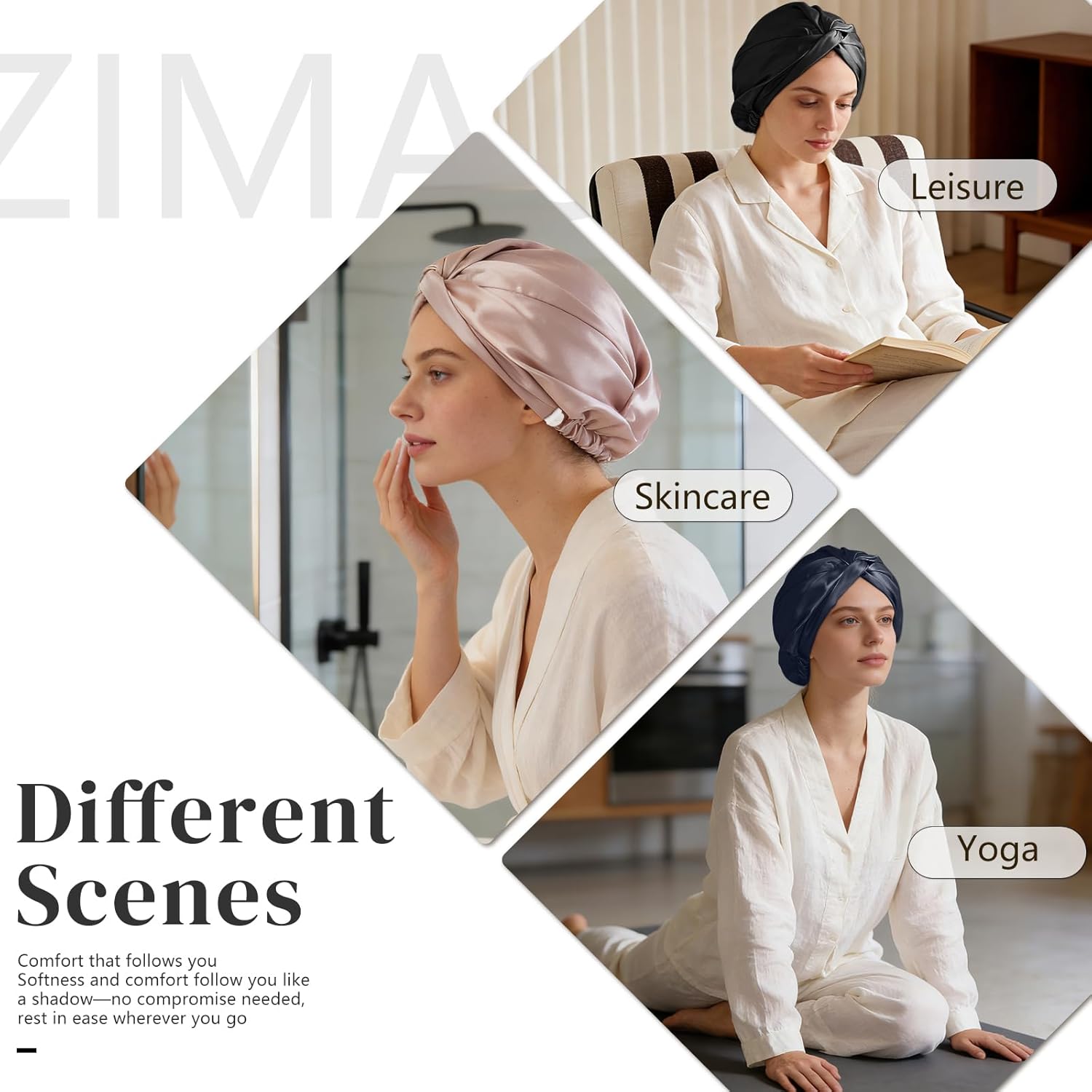 ZIMASILK 22 Momme Adjustable 100% Mulberry Silk Bonnet for Sleeping Women, Silk Hair Wrap for Hair Protection, That Reduces Falling off (1Pc, Pink) - Image 7