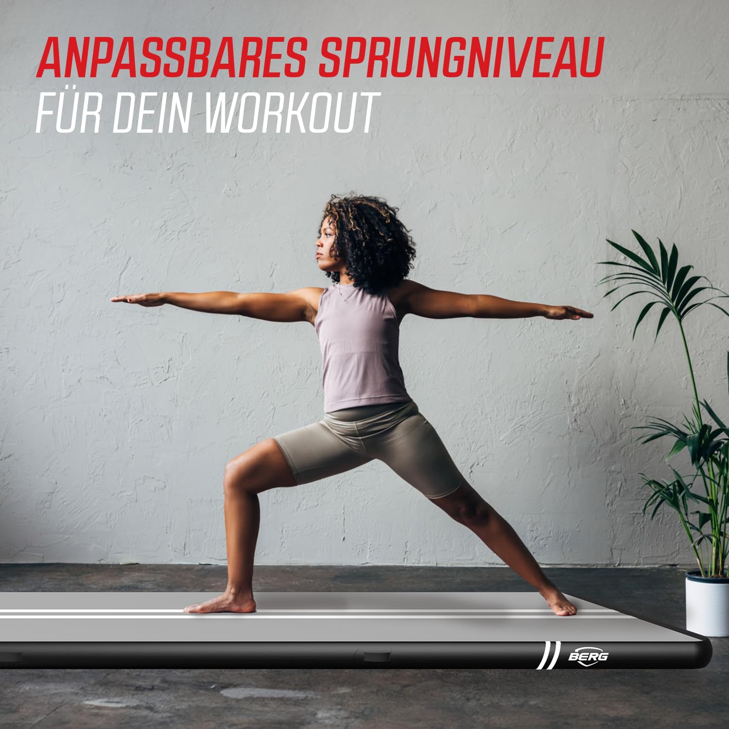 BERG AirTrack Home | Mit Elektrischer Luftpumpe und Tasche | Yogamatte | Tumblingmatte | Verschiedene Größe | Schwarz/Grau