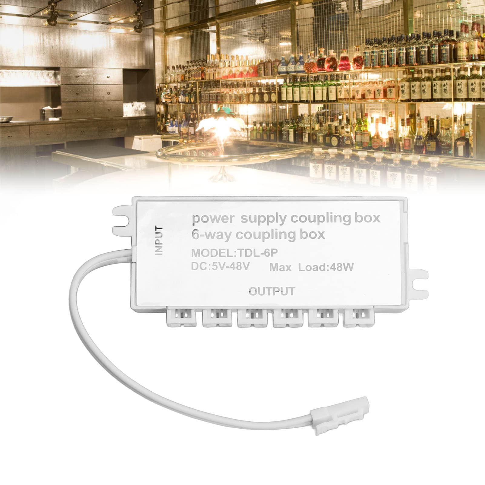 Boîte de Couplage D'alimentation à 6 Voies, Boîte D'extension de Connecteur de Lumière LED, Matériau ABS 5-48 V 48 W pour Répartiteur de Puissance de Lumière LED