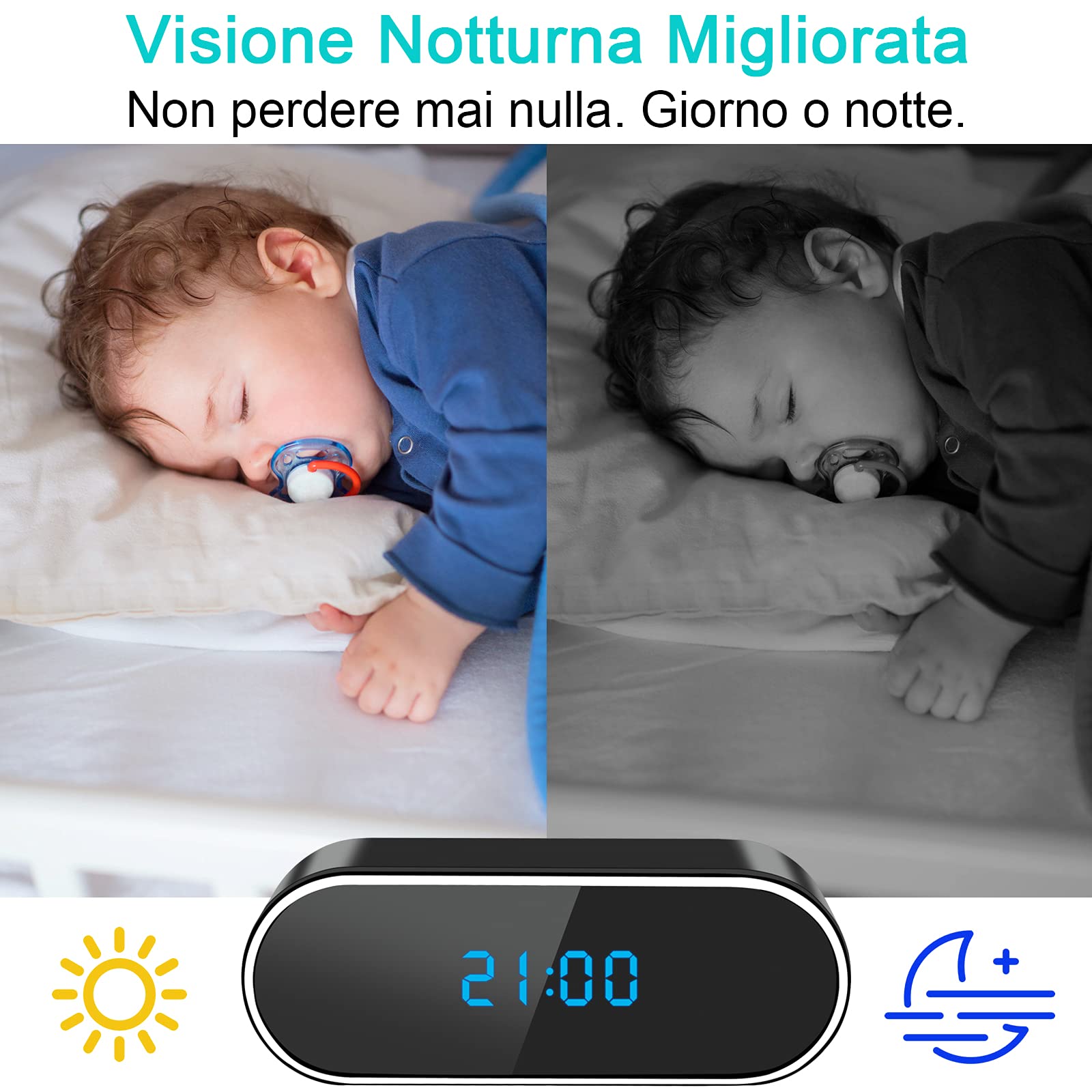 UYIKOO Telecamera Nascosta WiFi, 2,4G/5G Telecamera Spia Orologio 120°, Senza Fili Spy Cam Microcamera Spia 1080P HD con Visione Notturna Rilevamento del Movimento Tuya APP