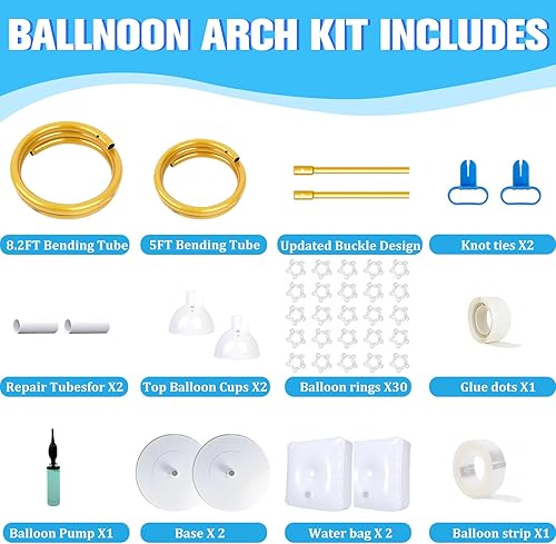 Miniatura 5 de Kit de arco de globos, soporte de arco de globos ajustable: marco de arco de globos reutilizable (9.2 pies + 6 pies), marco de arco de globos con