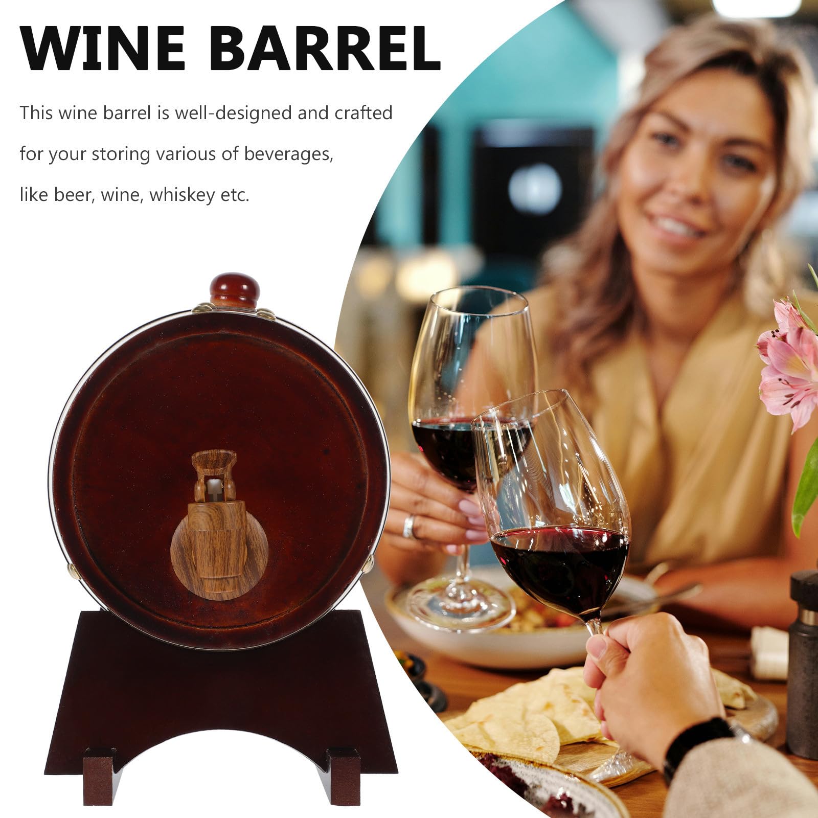 STOBAZA Barril de Vino Tinto de Madera 1,5 L Grifo y Base