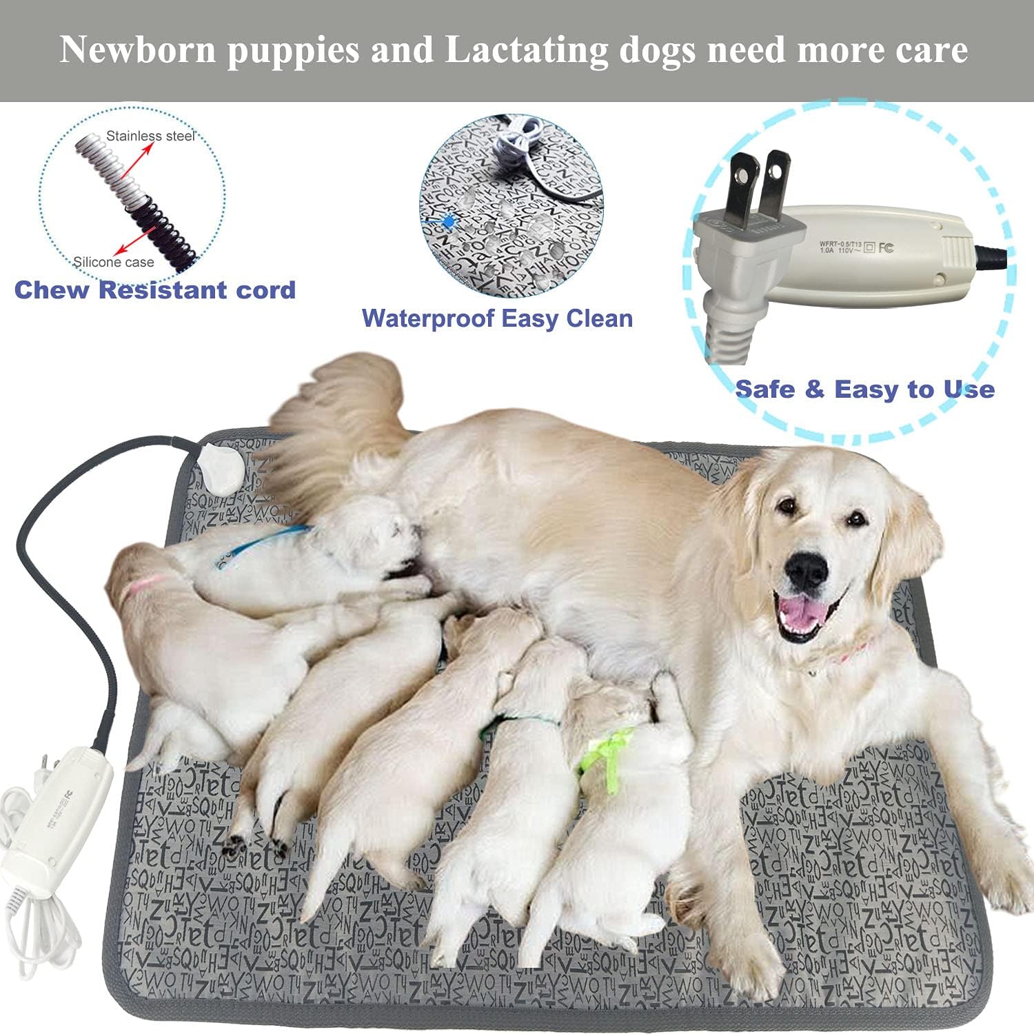 Pet Heating Pad for Dogs & Cats - Electric, Chew Proof Cord, Large Size, Easy Clean