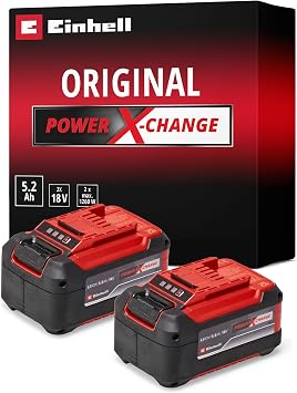 Original Einhell Akku PXC-Twinpack 5,2 Ah Power X-Change (Li-Ion, 18 V, 2X 5,2 Ah-Akkus, universell für alle PXC-Geräte, proaktives Batteriemanagement, angepasste Ladezyklen)