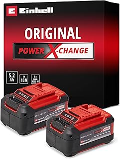 Original Einhell PXC-Twinpack 5.2 Ah Power X-Change (Li-Ion, 18 V, 2X 5.2 Ah, Apta para Todos los Dispositivos PXC, gestión proactiva de la batería, ciclos de Carga adaptados a la situación)
