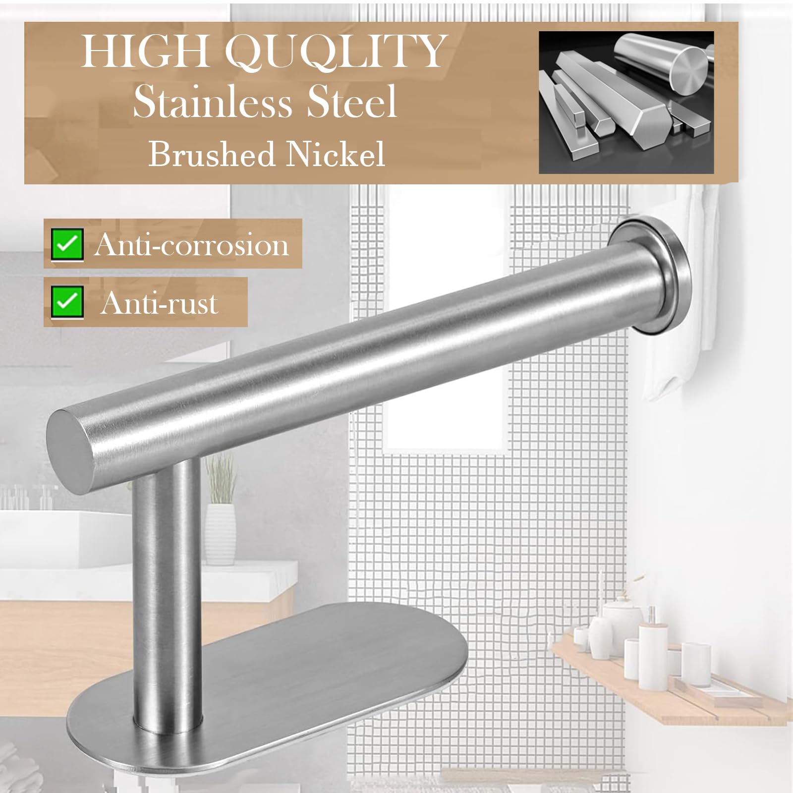 JOPOFI Toilet Paper Holder - Adhesive Toilet Paper Holder - Brushed Nickel — Amazon image 2