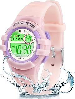 Edillas Kids Watches Digital Girls Boys, 7 Colors Light Wrist Watch for Child Waterproof Sport Outdoor Multifunctional Wat...