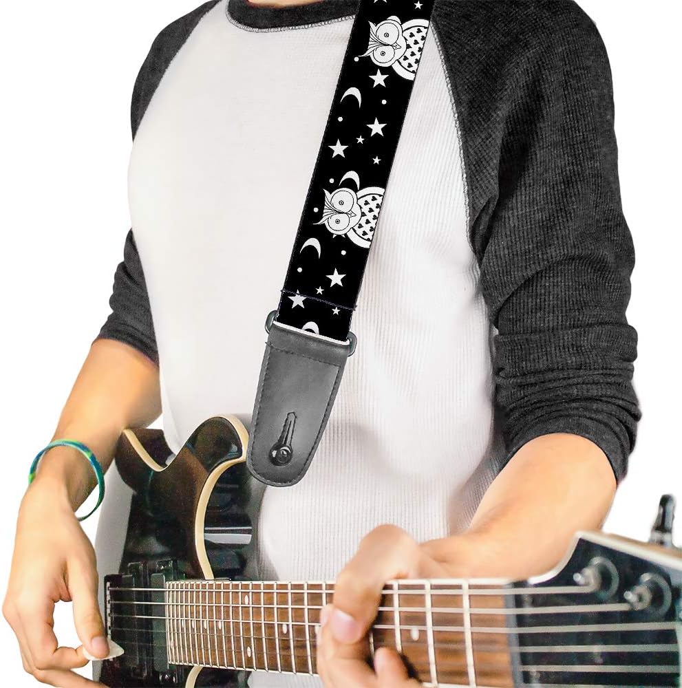 Buckle-Down Guitar Strap Owls Black White2 2 Inches Wide