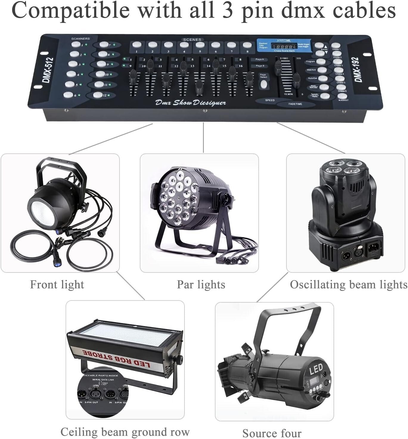 DMX 512 LUCI CONTROLLO MIXER CONTROLLER LUCI DISCO EFFETTO CONSOLE DJ DISCO192
