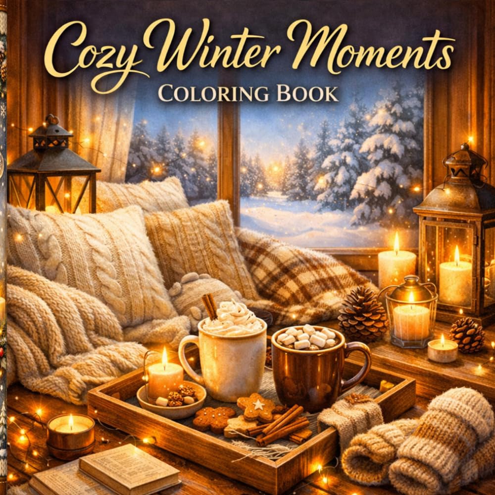 Cozy Winter Moments Coloring Book: Bold and Easy Warm Drinks, Soft Blankets, Snowy Windows, Winter Self-Care and Peaceful Cozy Scenes for Relaxation and Stress Relief (Cozy Line Studio Collection)