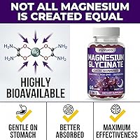 Vista 2 de Gomitas de glicinato de magnesio de 600 mg, 60 unidades de gomitas de magnesio sin azúcar masticables para mujeres y hombres, para apoyo al sueño