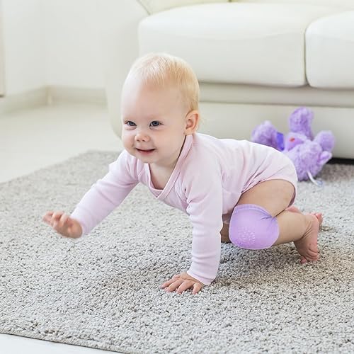 Miniatura 7 de Haysandy 4 pares de rodilleras de bebé para gatear antideslizante bebé gatear almohadilla elástica rodilla manga pierna niño calentador