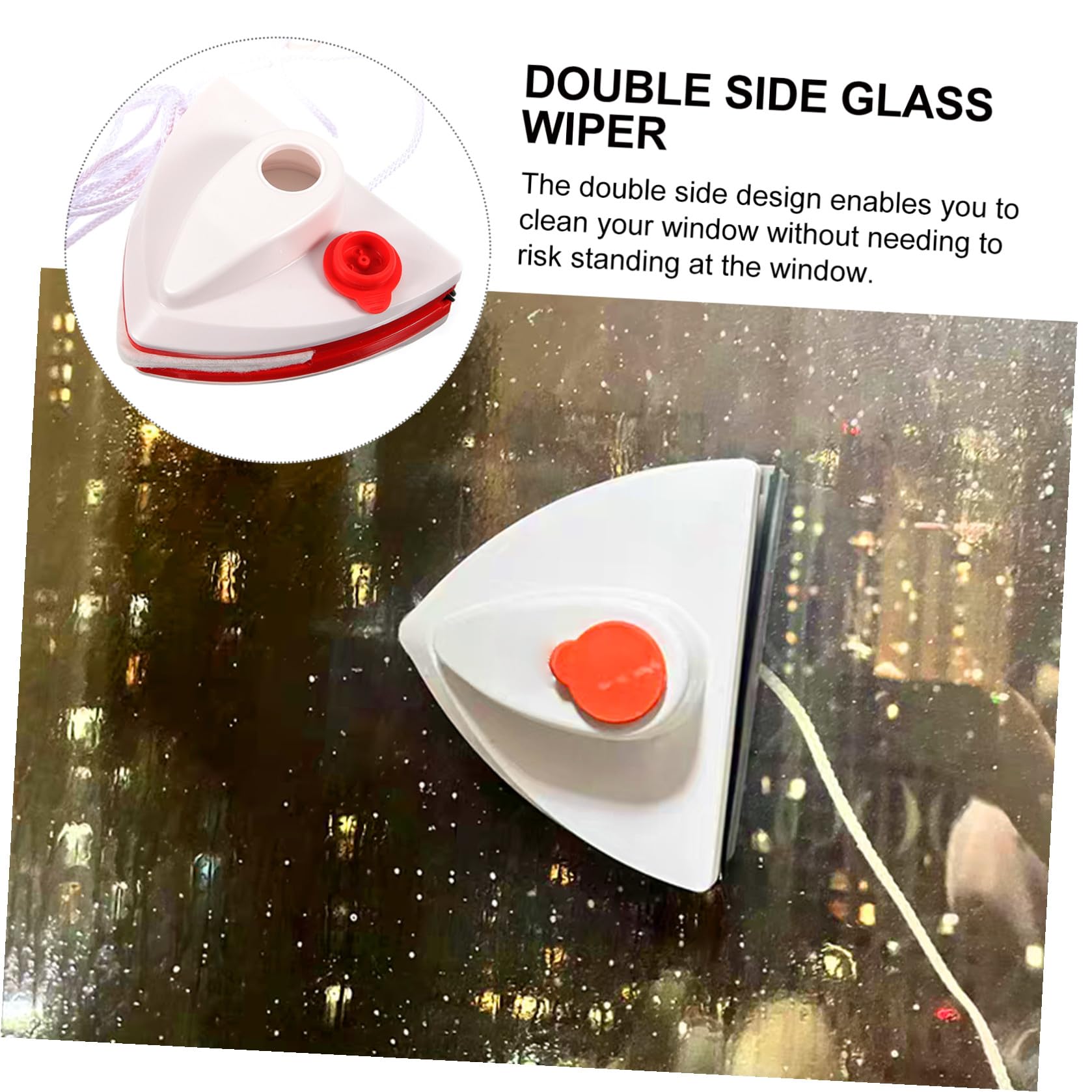 Limpiacristales Magnético de Doble Cara, Cepillo Triangular para Limpiar Vidrios, Abs y Imán, Blanco, para Cristales y Ventanas de Dormitorio, Uso Doméstico