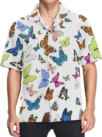 visesunny Modern Mens Hawaiian Shirt Short Sleeve Casual Button Down Tropical Summer Beach Aloha Shirts Unisex S-L