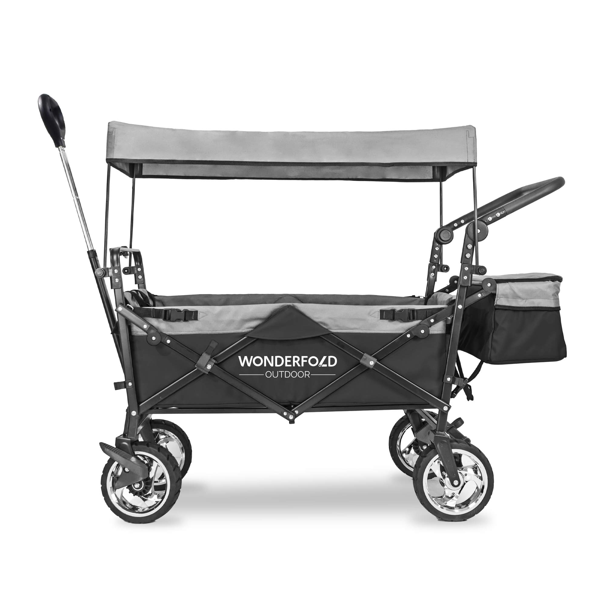 WonderFold Outdoor Push Pull Utility Folding Wagon with Removable