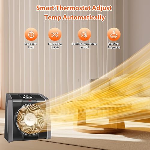 Miniatura 5 de HEATIT Calentadores eléctricos de 1500 W con termostato portátil para interiores con control de clima automático con caja perfumada NEGRO