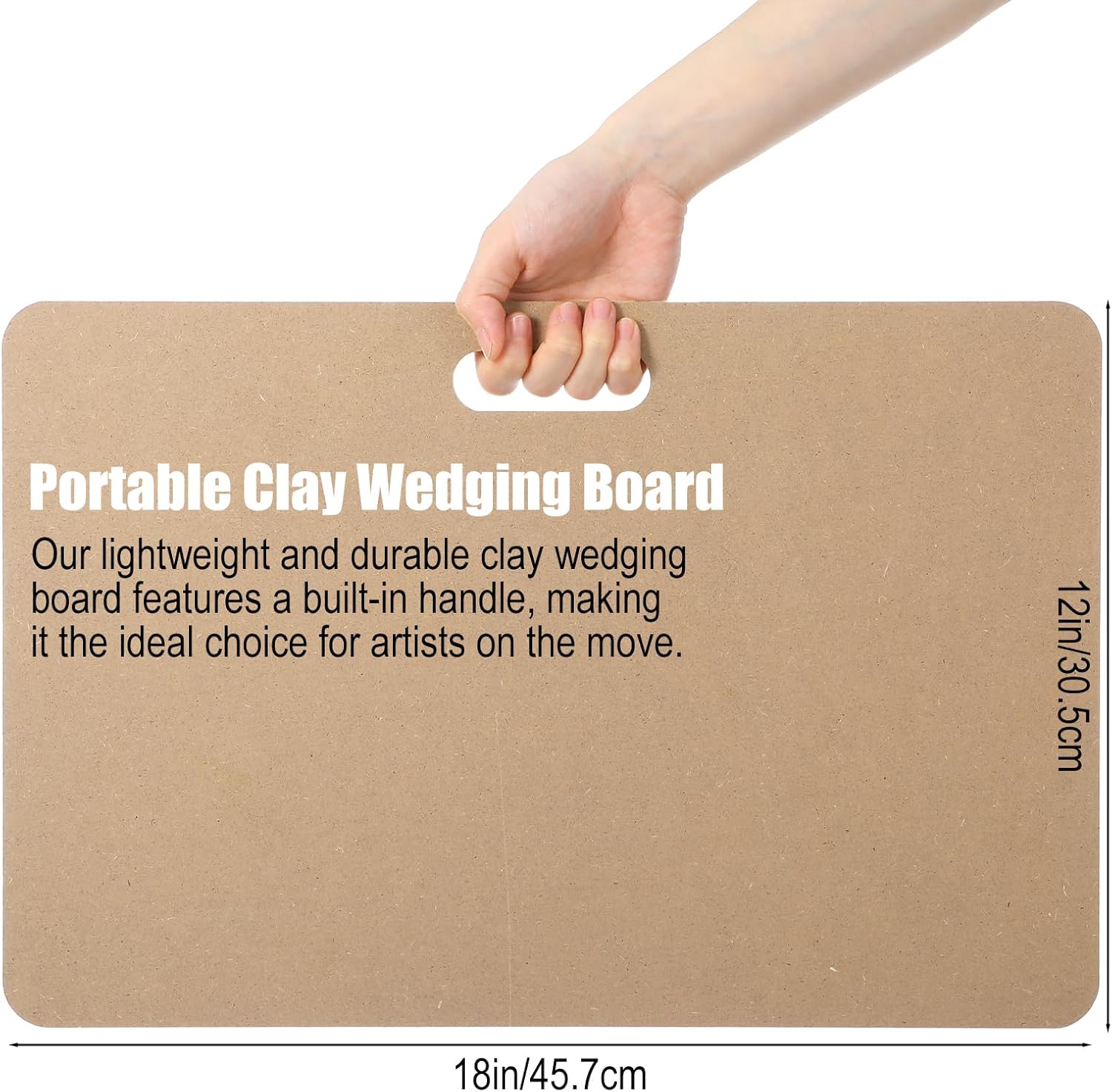 Afcabakila 2 Pcs Wedging Board for Pottery, Clay Board with Handle, 9mm Thick MDF Clay Wedging Boards for Ceramics, Pottery & Sculpting, Non-slip Surface & Portable Design, Boards for Clays Enthusiast