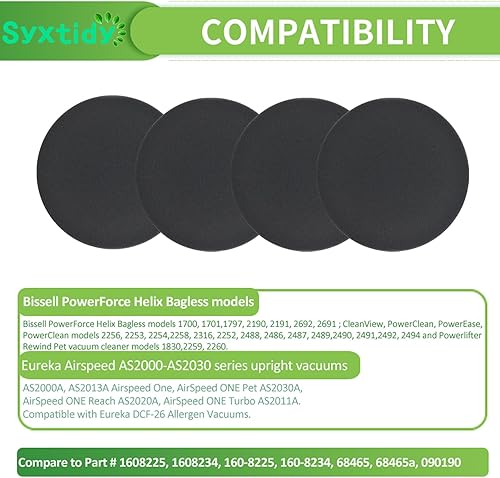 Miniatura 2 de Paquete de 4 filtros premotor para aspiradora Bissell Powerforce Helix 2191, 2190,1700,1797 de repuesto de filtros de espuma, piezas # 1608225