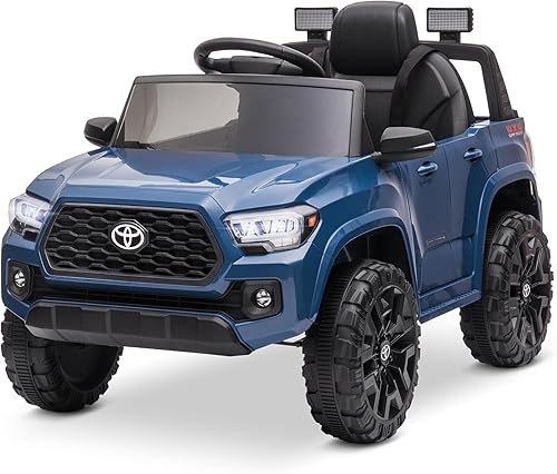 Kidzone 12V Ride-On Truck, Battery Powered Licensed Toyota Tacoma Electric Car for Kids, Electric Vehicle Toy with Remote Control, 2 Speeds,