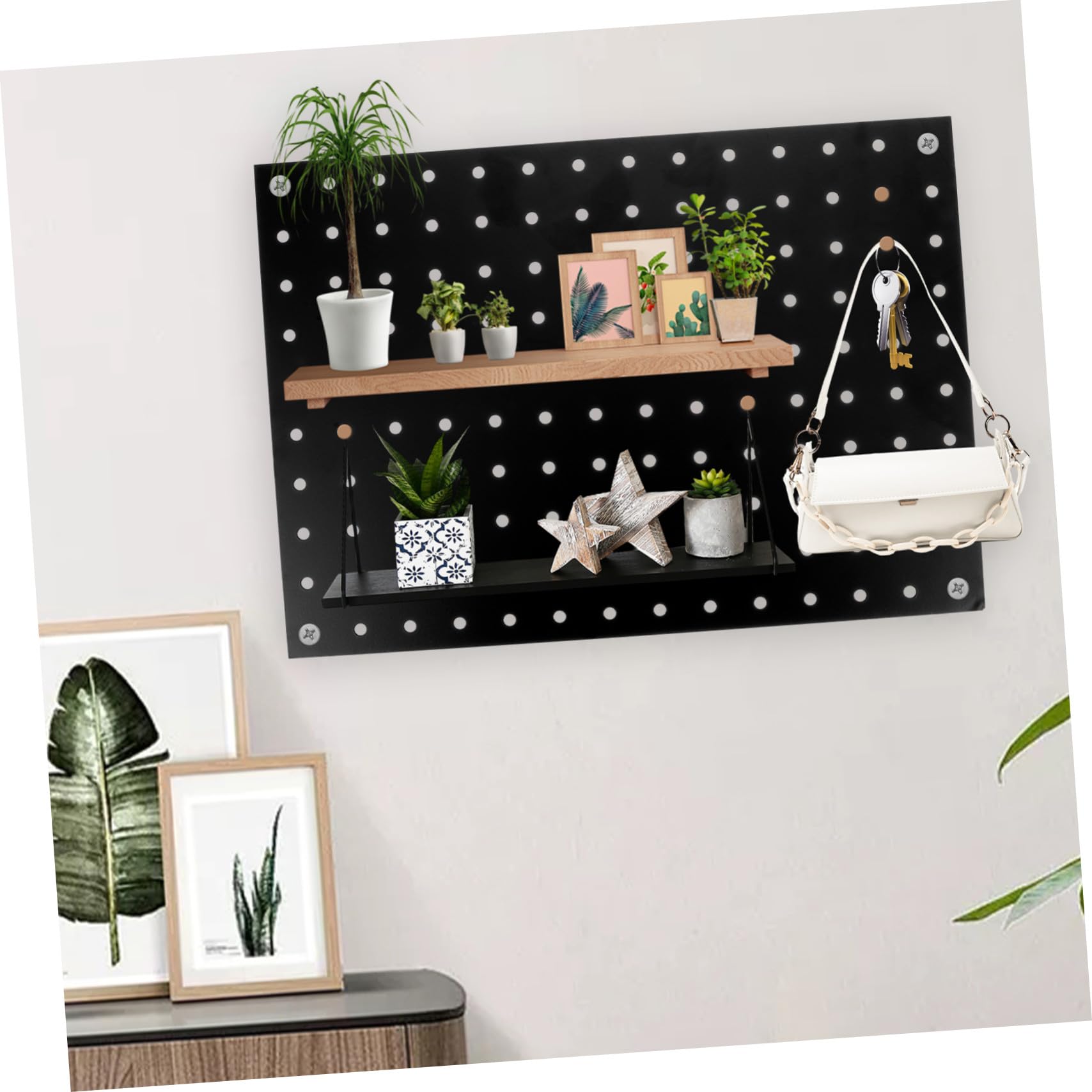 Tablero Perforado de Metal Negro para Montaje en Pared Diseño Fácil de Instalar y Material de Hierro Adecuado para Garaje y Banco de Trabajo